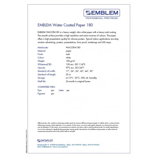 EMBLEM COATED PAPER 180gr- 610x25m