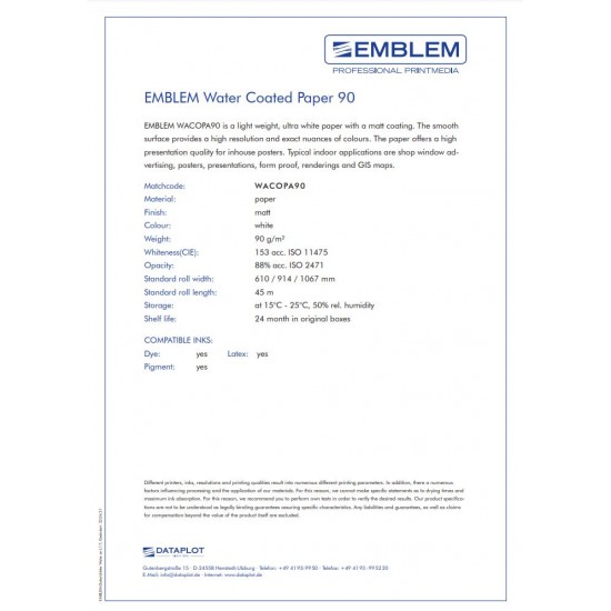 EMBLEM COATED PAPER 90gr 1067x45m
