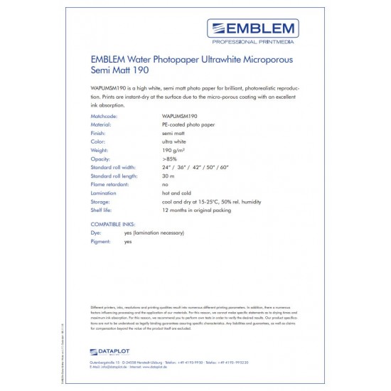 EMBLEM WATER PHOT.SEMIMATT 190g 914x30m