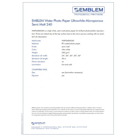 EMBLEM WATER PHOT.SEMIMATT 240g 1067x30m