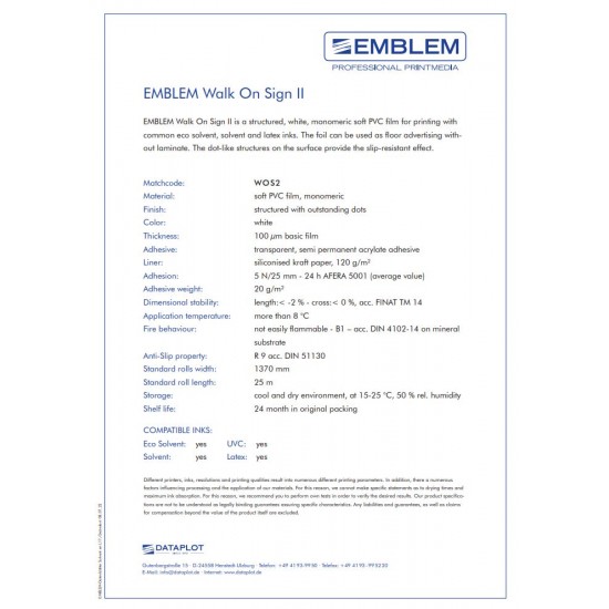 EMBLEM Walk on Sign 2    137cm X 25m